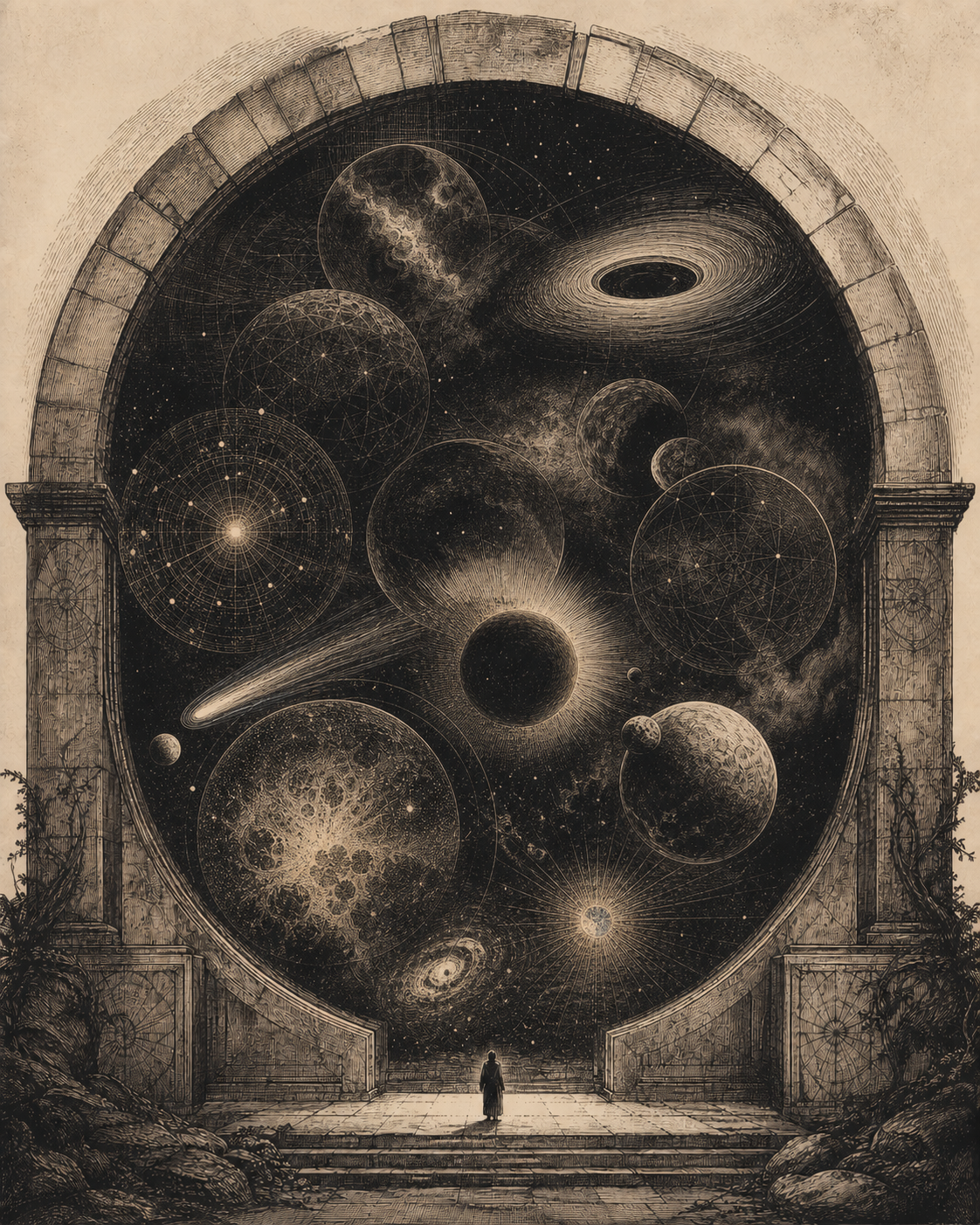 Engraved Yog-Sothoth cosmic gate codex plate