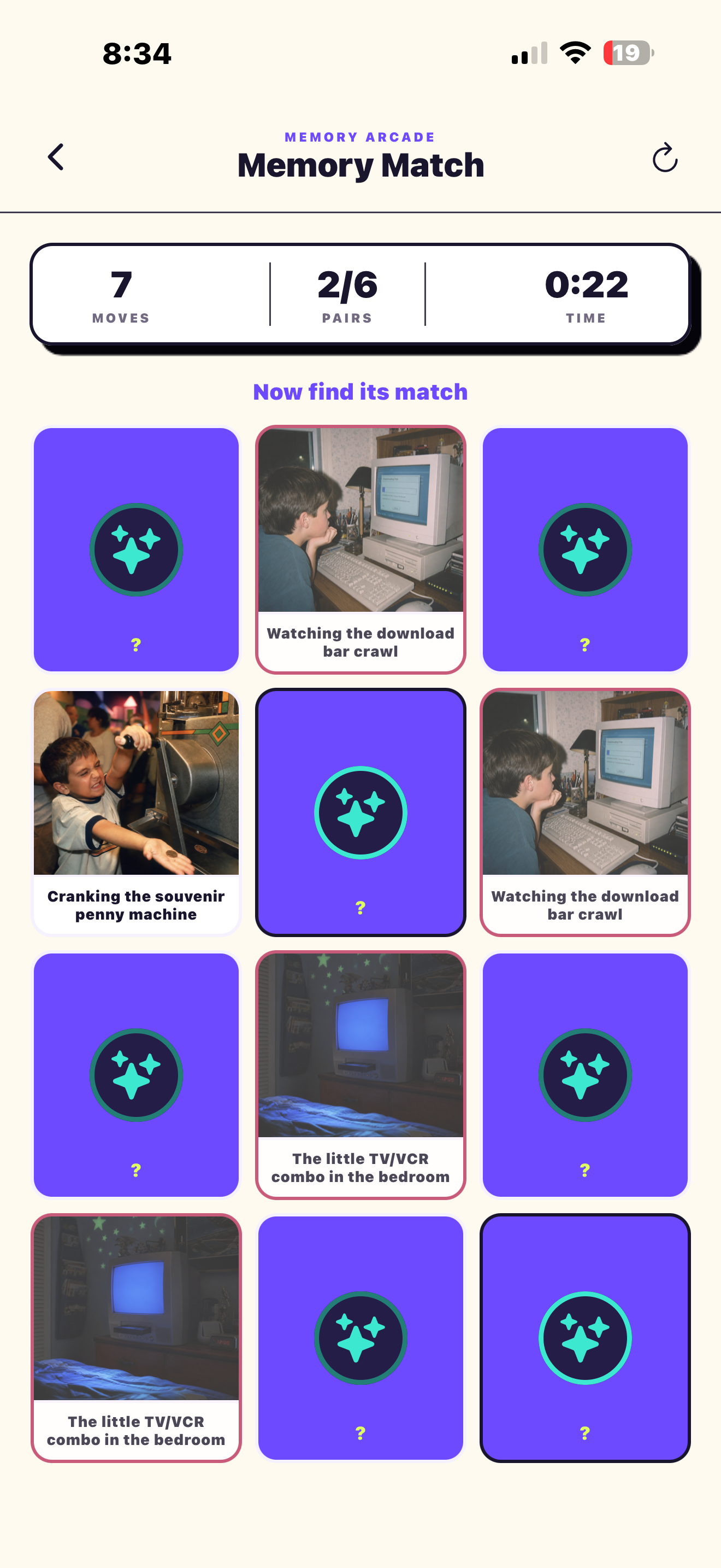 Memory Match game in Memory Arcade